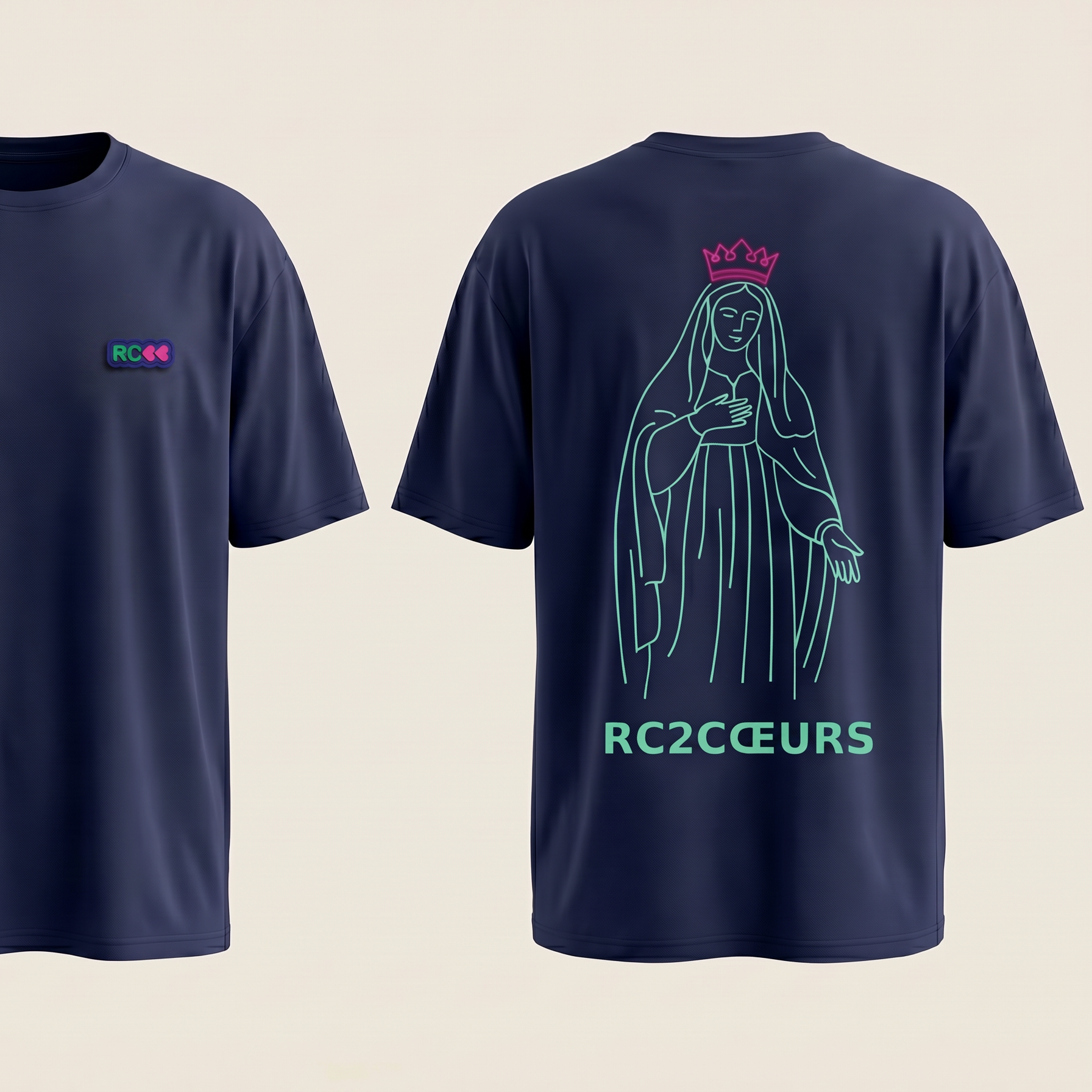 RC2CŒURS — Tee-shirt "Monoline" | Édition Vierge en Couleur